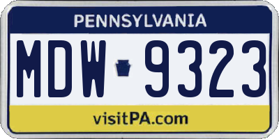 PA license plate MDW9323