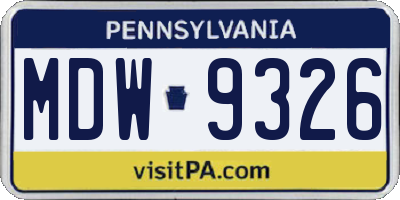 PA license plate MDW9326