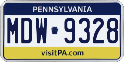 PA license plate MDW9328