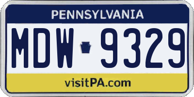 PA license plate MDW9329