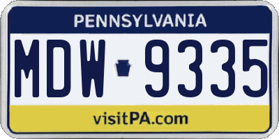 PA license plate MDW9335
