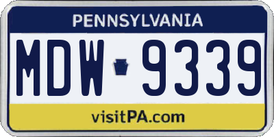 PA license plate MDW9339