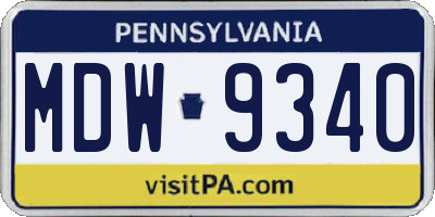 PA license plate MDW9340