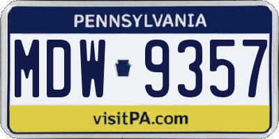 PA license plate MDW9357