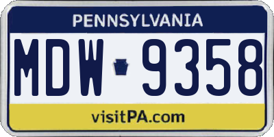 PA license plate MDW9358