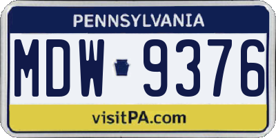 PA license plate MDW9376