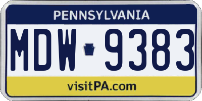 PA license plate MDW9383