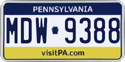 PA license plate MDW9388