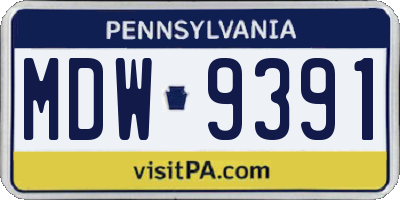 PA license plate MDW9391