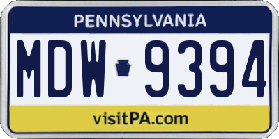 PA license plate MDW9394