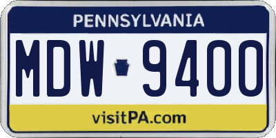 PA license plate MDW9400