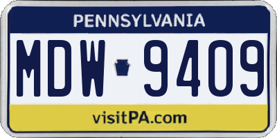 PA license plate MDW9409