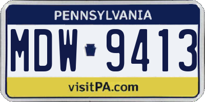 PA license plate MDW9413