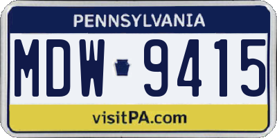 PA license plate MDW9415