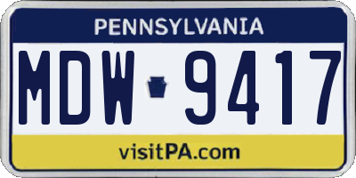 PA license plate MDW9417