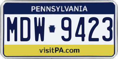 PA license plate MDW9423