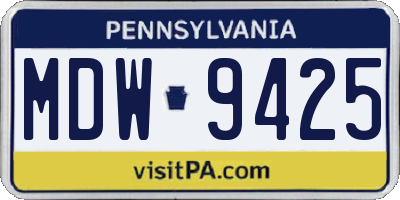 PA license plate MDW9425