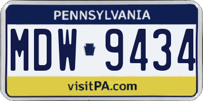 PA license plate MDW9434