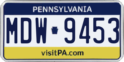 PA license plate MDW9453