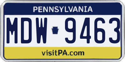 PA license plate MDW9463