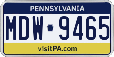 PA license plate MDW9465