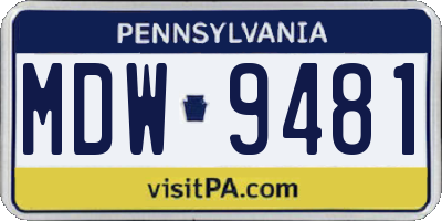 PA license plate MDW9481