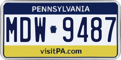 PA license plate MDW9487