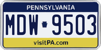 PA license plate MDW9503
