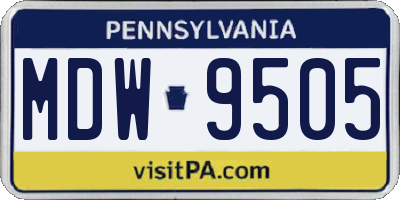 PA license plate MDW9505