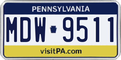 PA license plate MDW9511