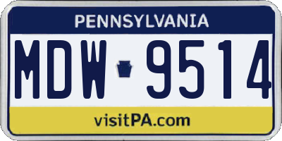PA license plate MDW9514