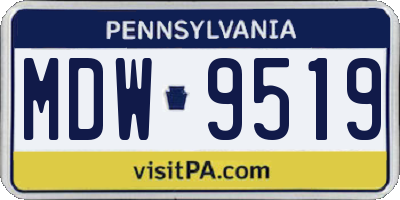 PA license plate MDW9519
