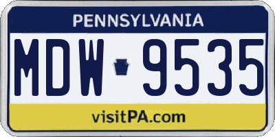 PA license plate MDW9535