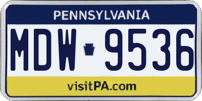 PA license plate MDW9536