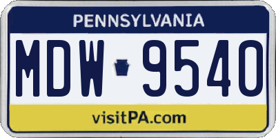 PA license plate MDW9540