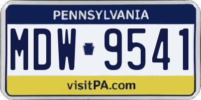PA license plate MDW9541