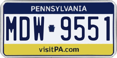 PA license plate MDW9551