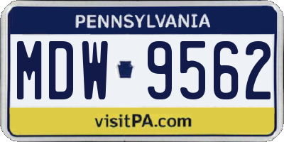 PA license plate MDW9562