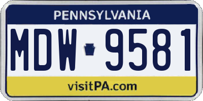 PA license plate MDW9581