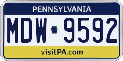 PA license plate MDW9592