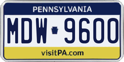 PA license plate MDW9600