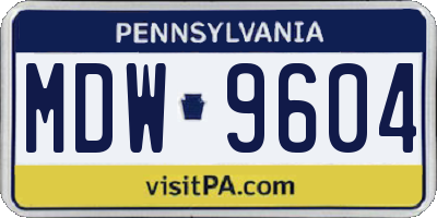 PA license plate MDW9604