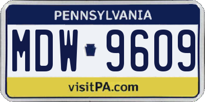 PA license plate MDW9609