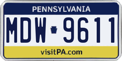 PA license plate MDW9611