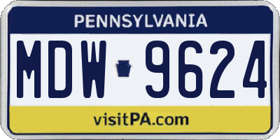 PA license plate MDW9624