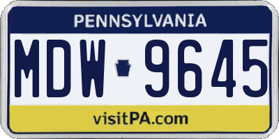PA license plate MDW9645