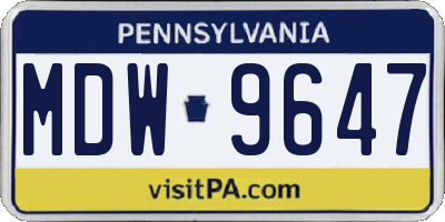 PA license plate MDW9647