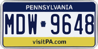 PA license plate MDW9648