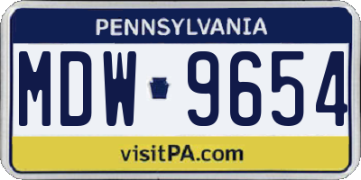 PA license plate MDW9654