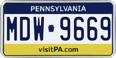PA license plate MDW9669